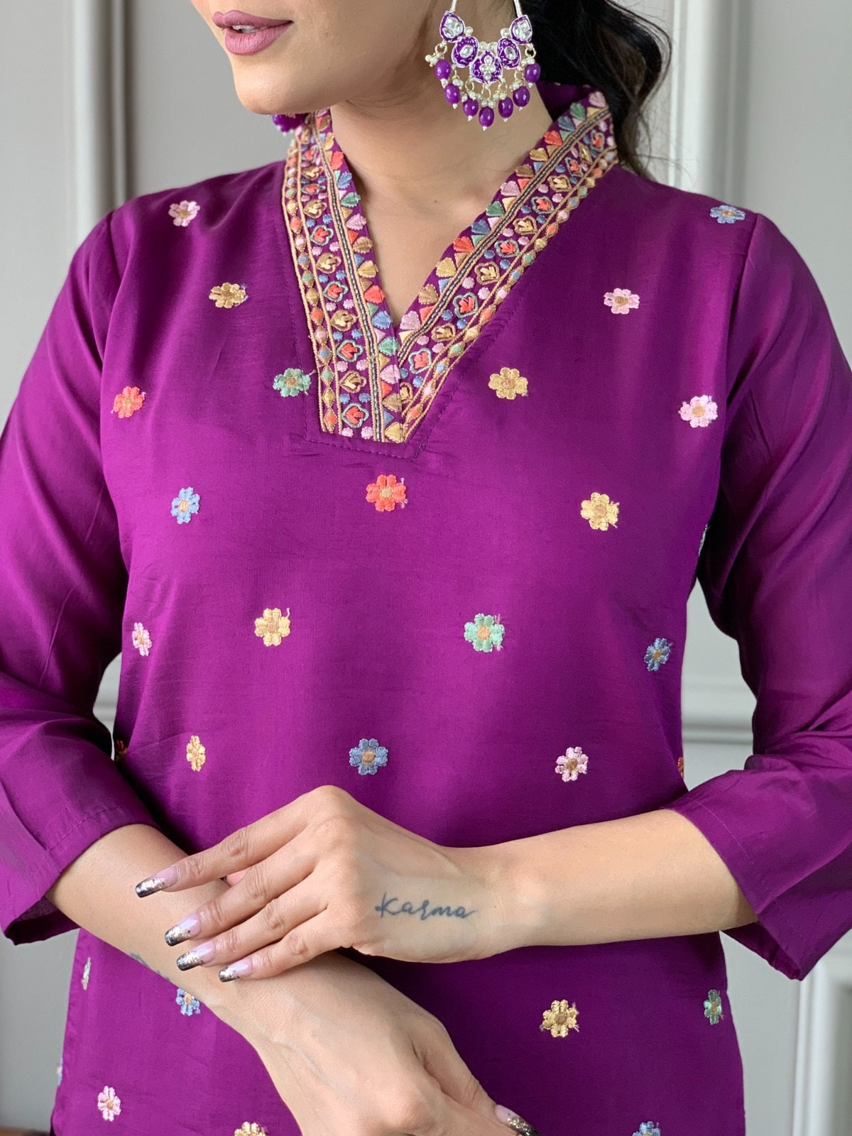 PURPLE SOPHISTICATED KURTA SET