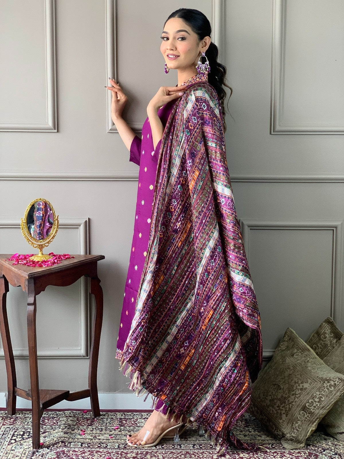 PURPLE SOPHISTICATED KURTA SET