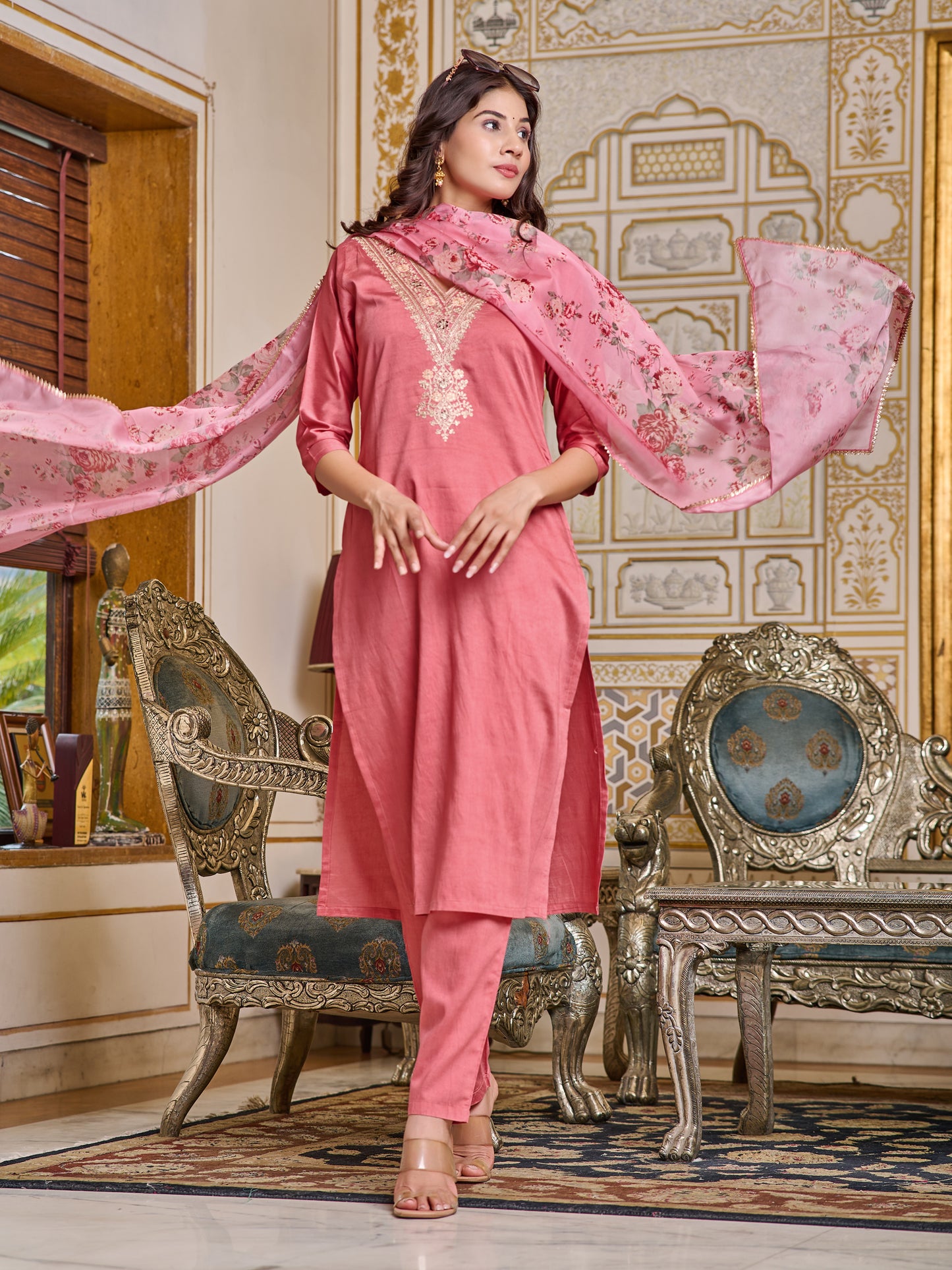 PINK COTTON SET FOR WORK OR CASUAL