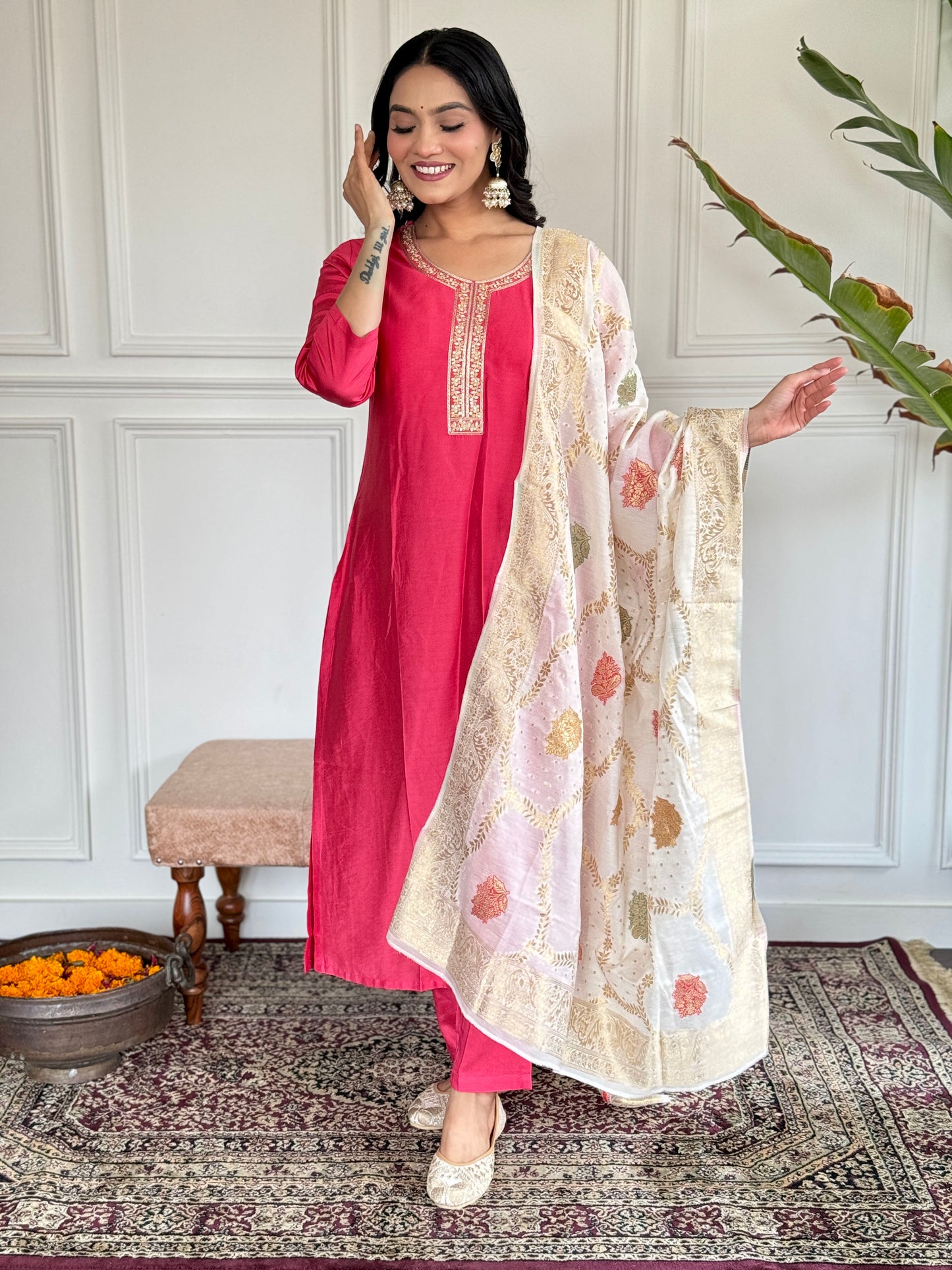 PINK COMFORTABLE FIT KURTA SET