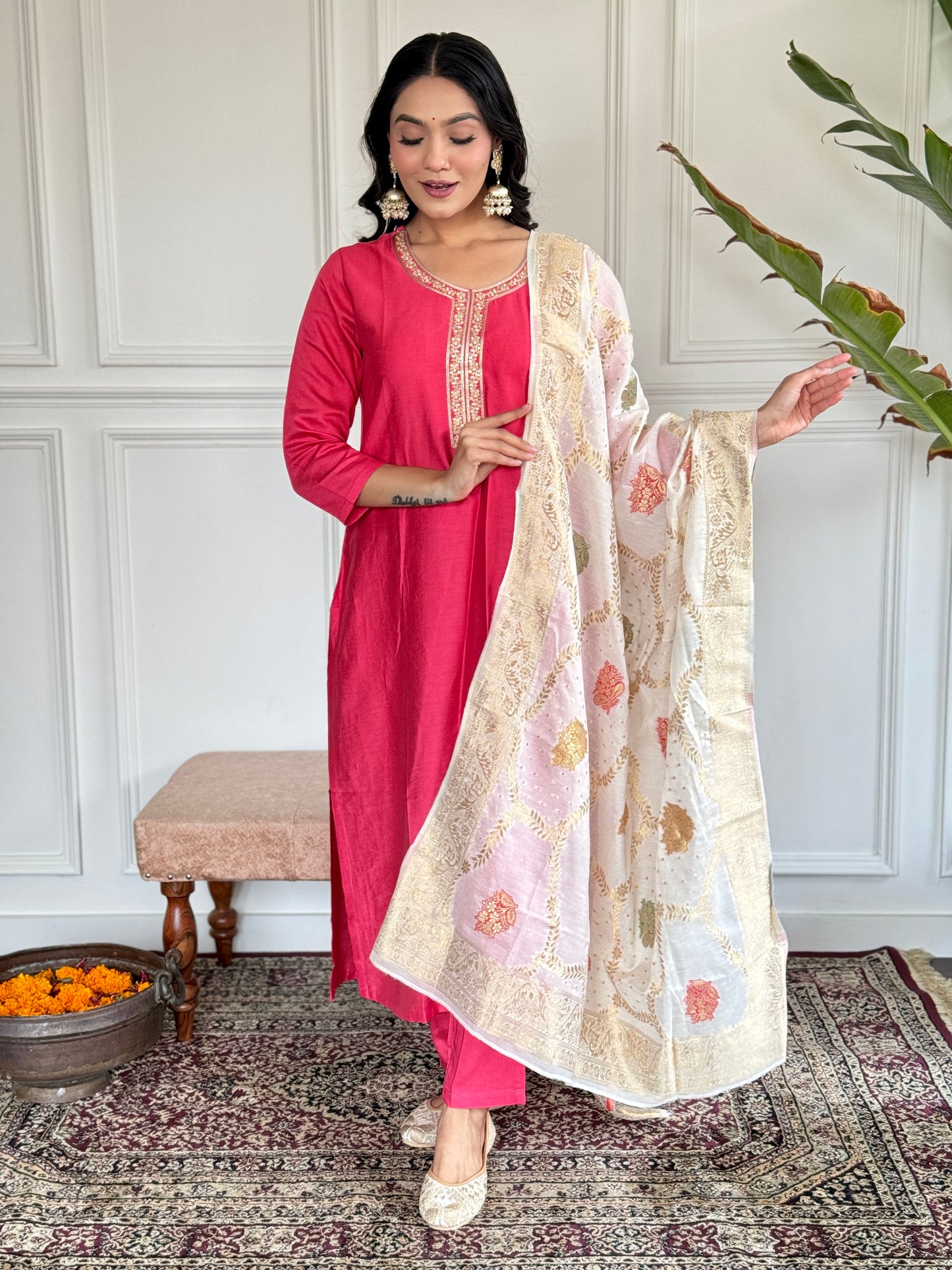 PINK COMFORTABLE FIT KURTA SET