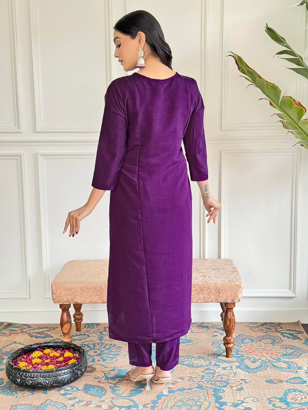 PURPLE LIGHT FABRIC THREE PIECE SET