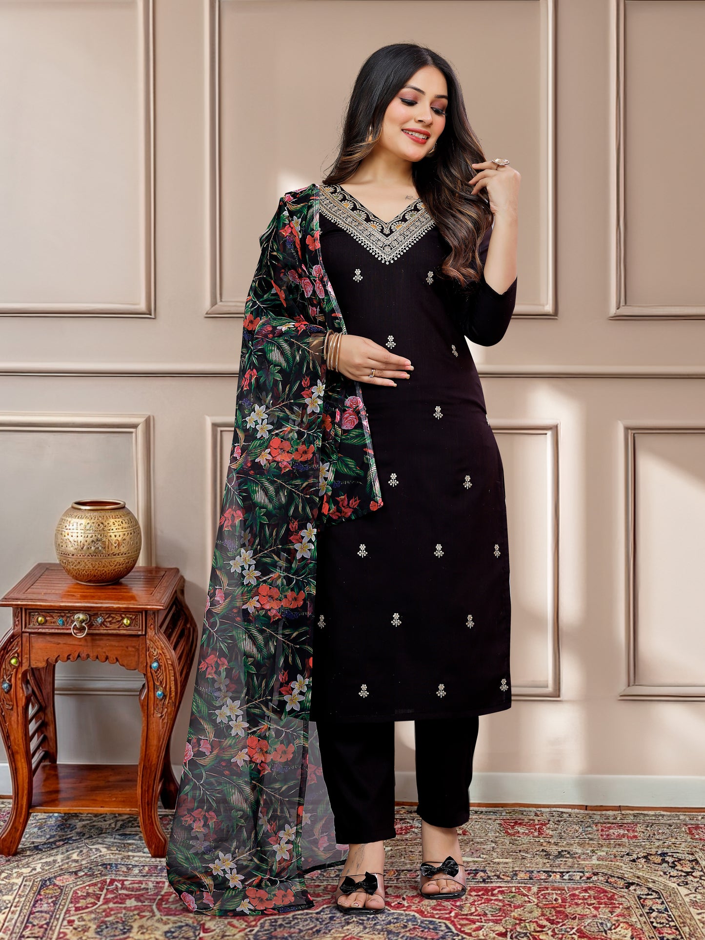 BLACK SOFT FABRIC COTTON SET