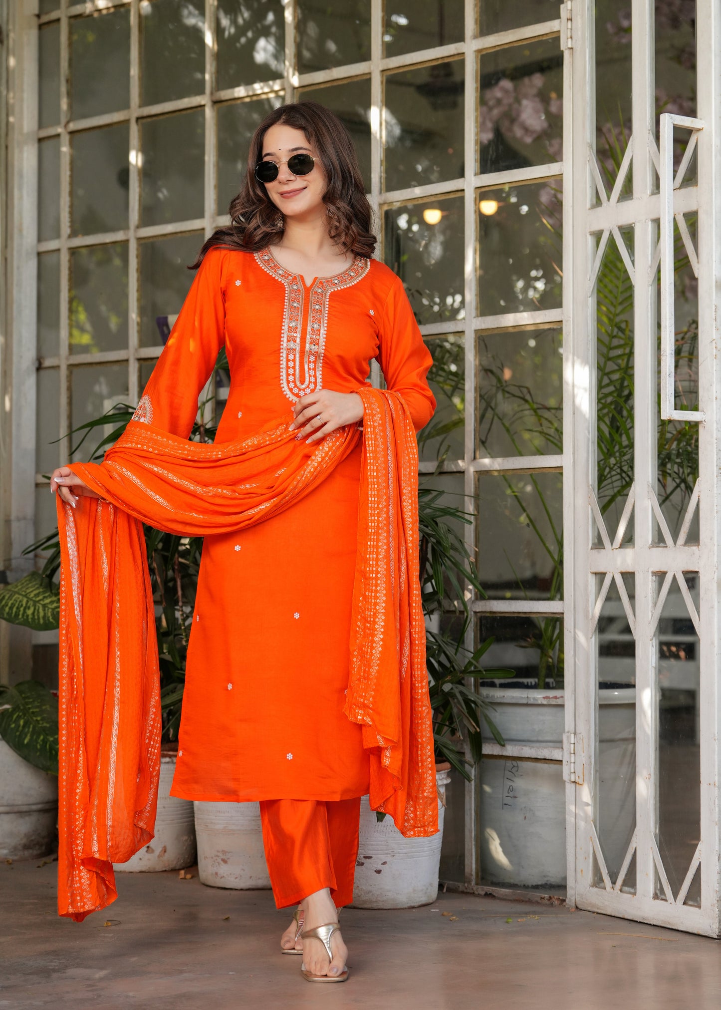ORANGE ALLURE STYLISH KURTA SET