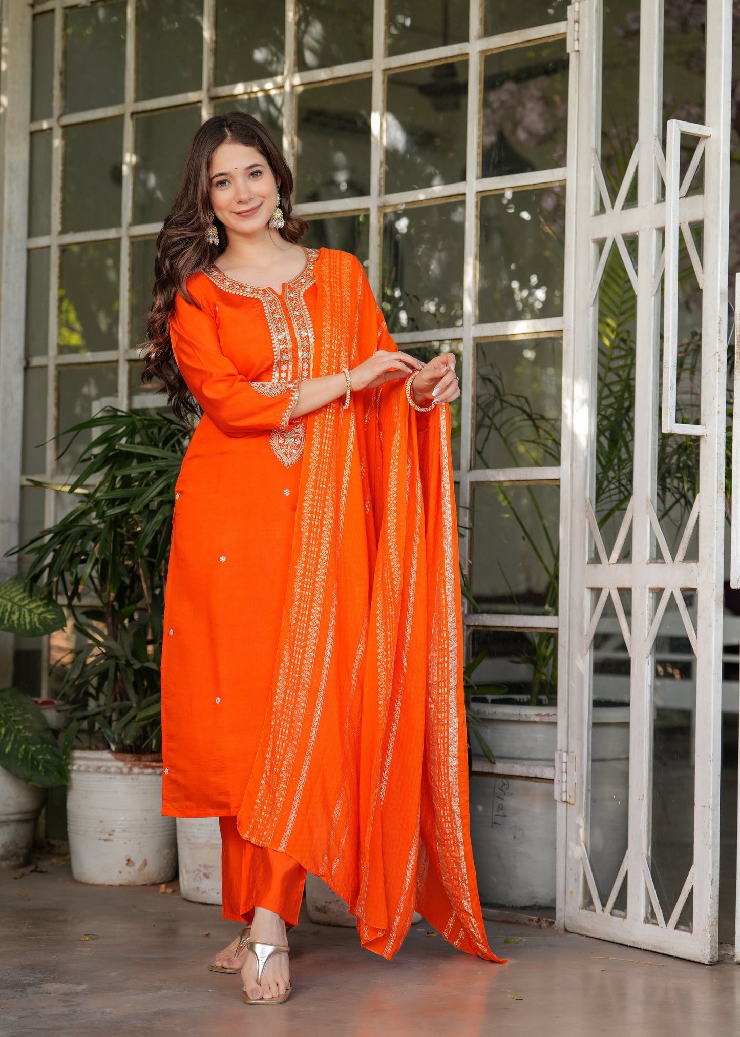 ORANGE ALLURE STYLISH KURTA SET
