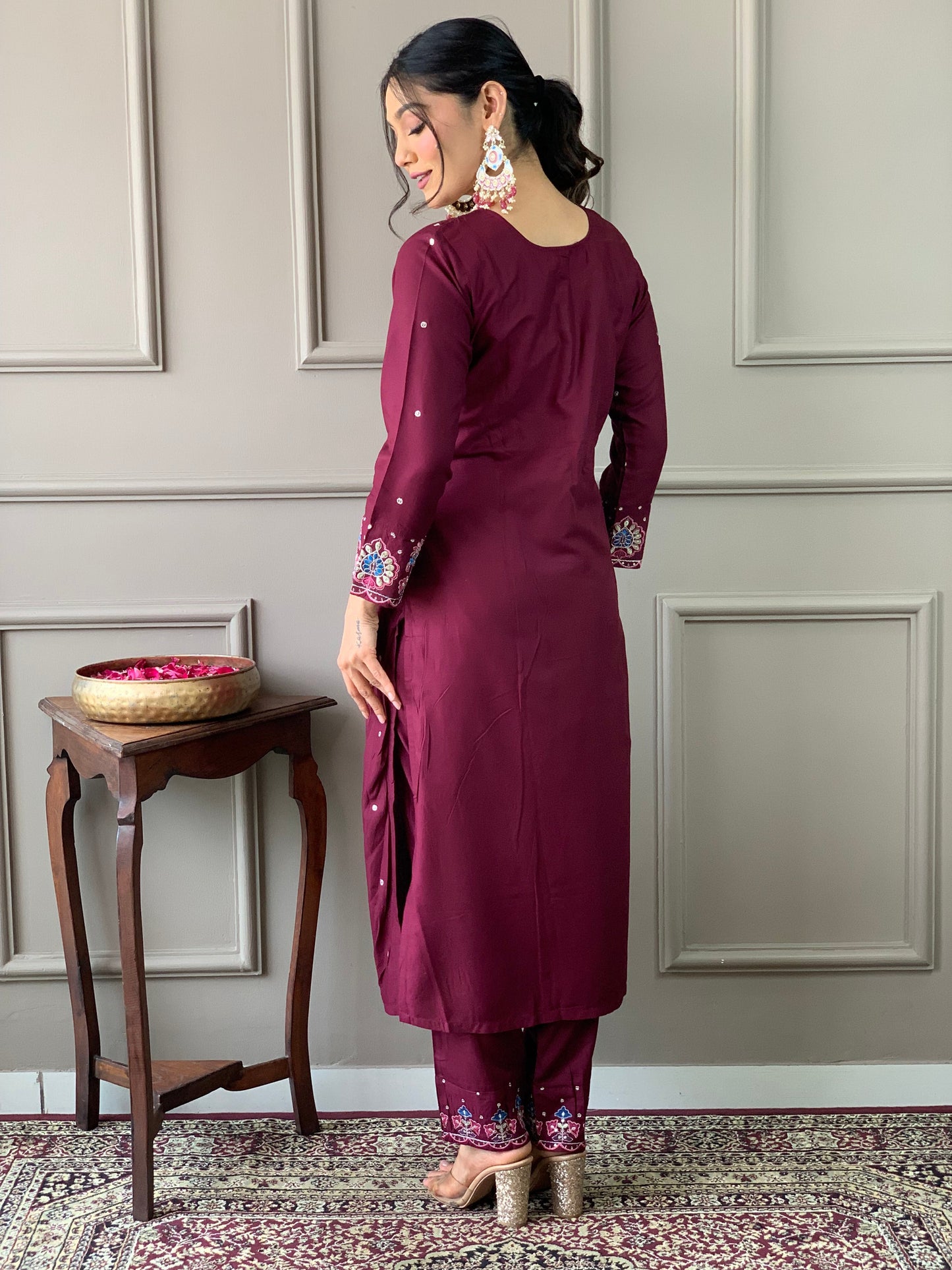MAROON MAJESTIC KURTA SET