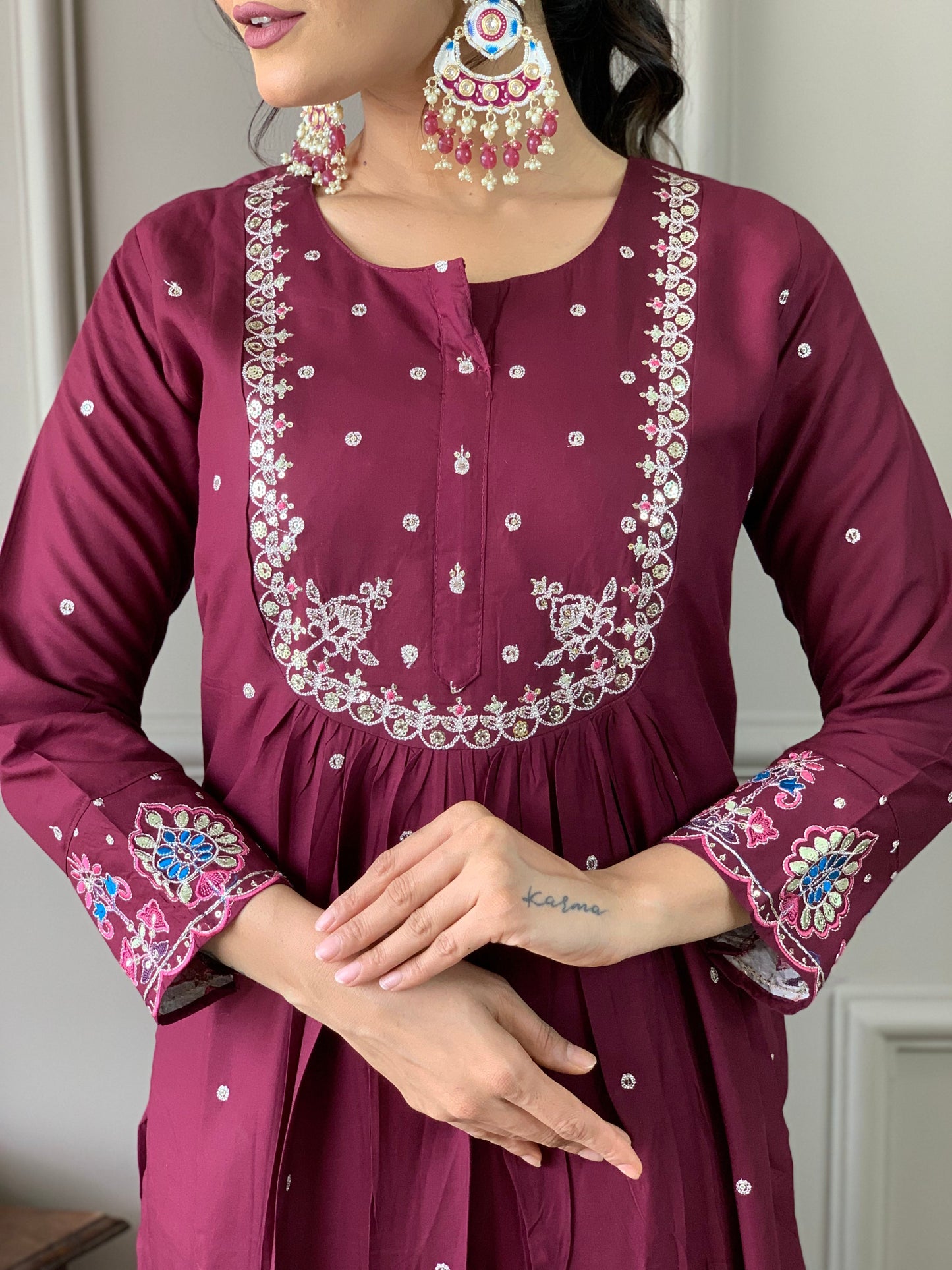 MAROON MAJESTIC KURTA SET