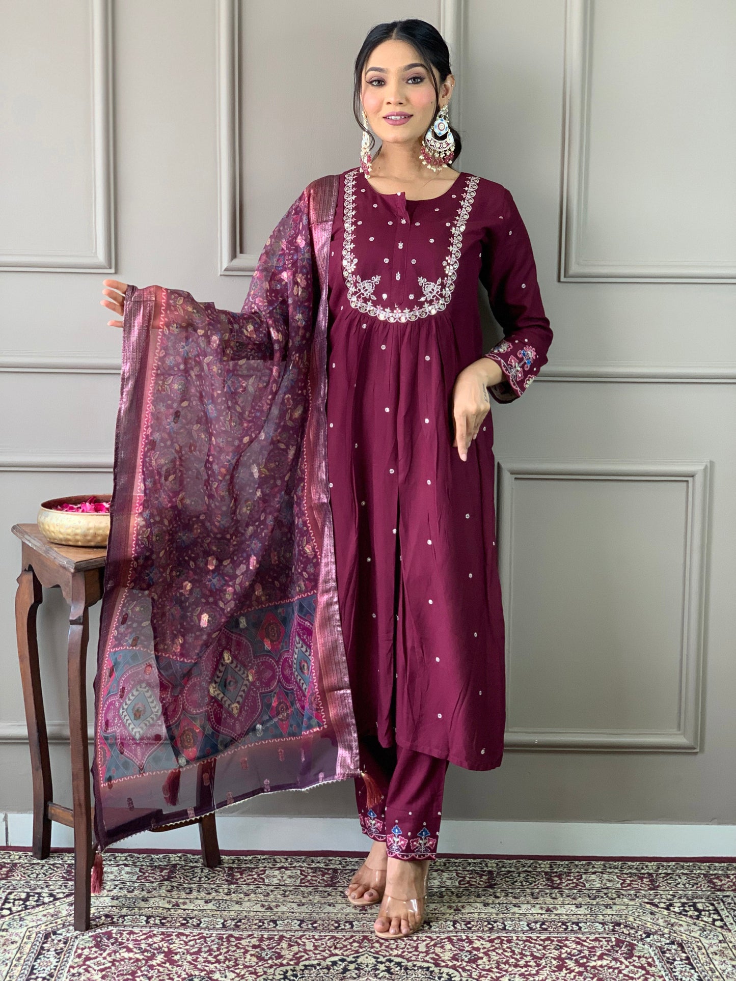 MAROON MAJESTIC KURTA SET