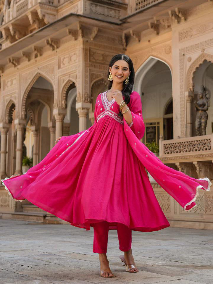 AANCHAL PINK COTTON KURTA SET