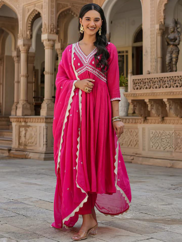 AANCHAL PINK COTTON KURTA SET