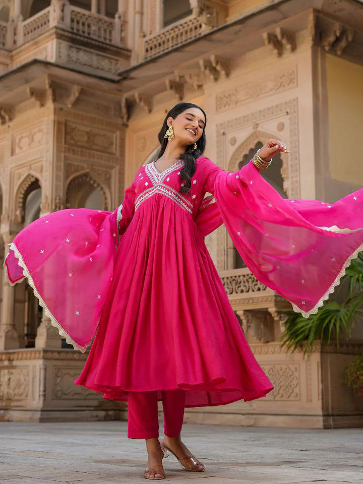 AANCHAL PINK COTTON KURTA SET
