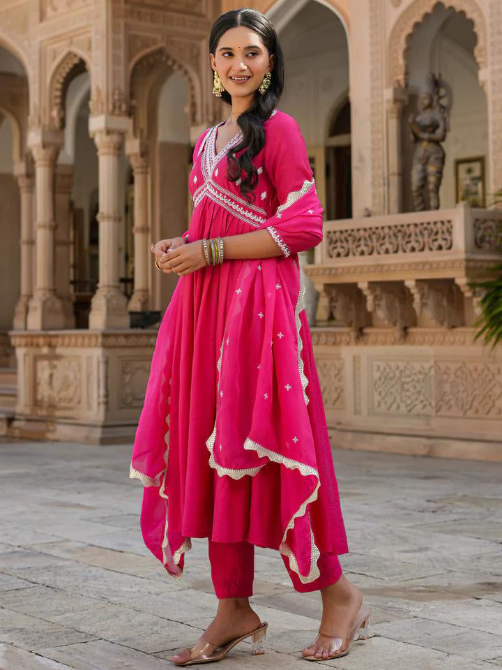 AANCHAL PINK COTTON KURTA SET