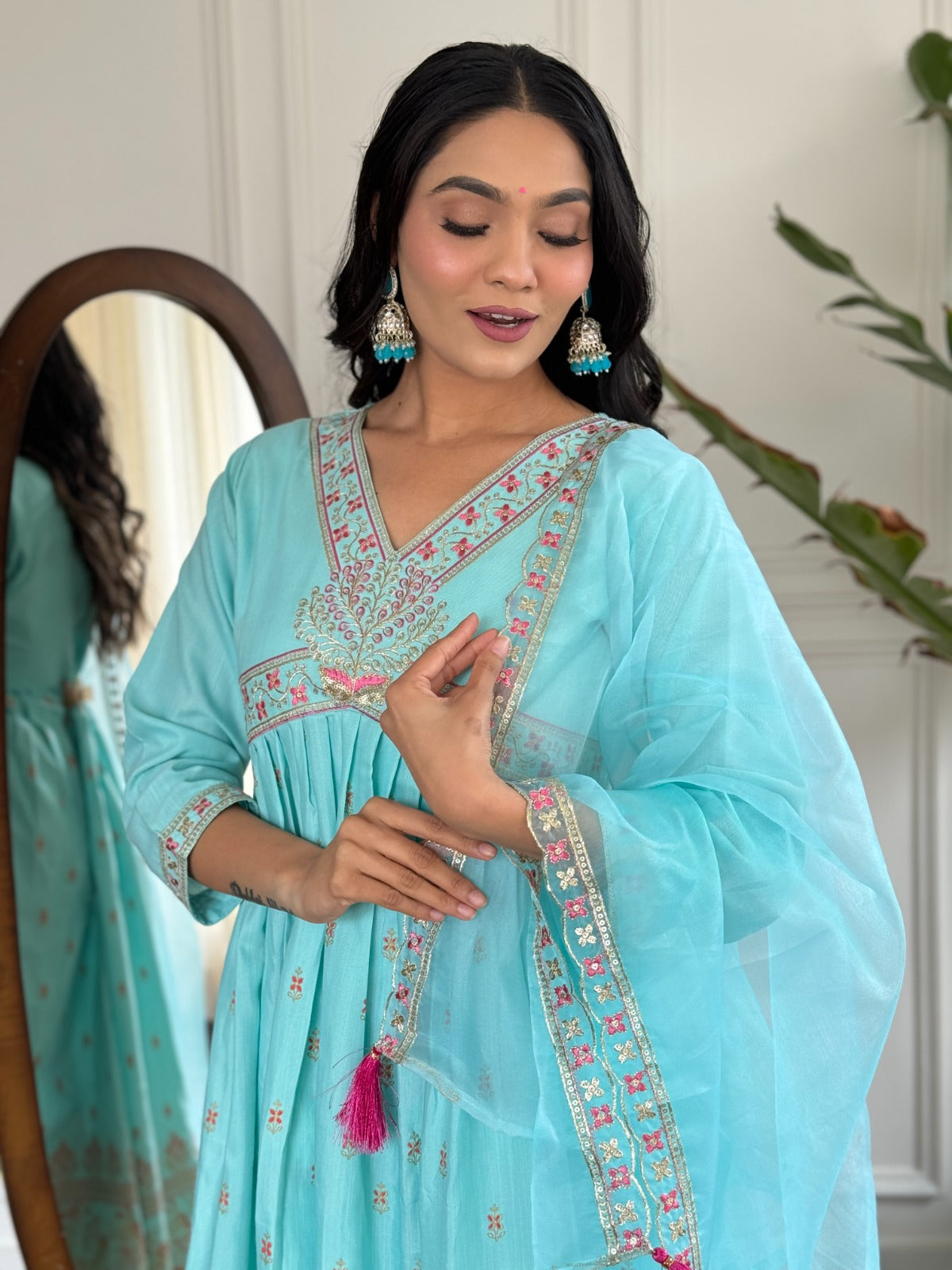 MANJARI SKY BLUE ALL-DAY WEAR COTTON KURTA SET