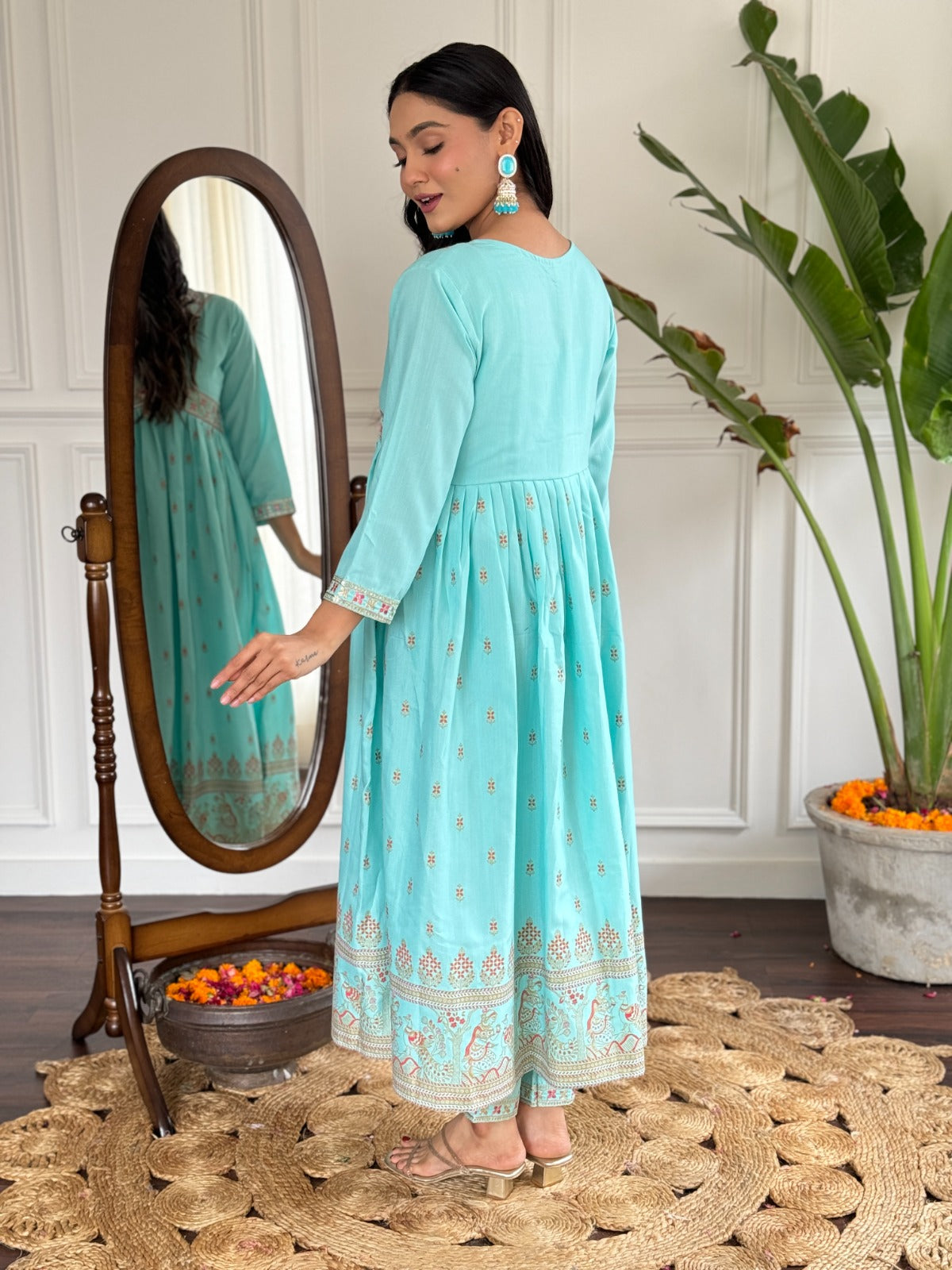MANJARI SKY BLUE ALL-DAY WEAR COTTON KURTA SET