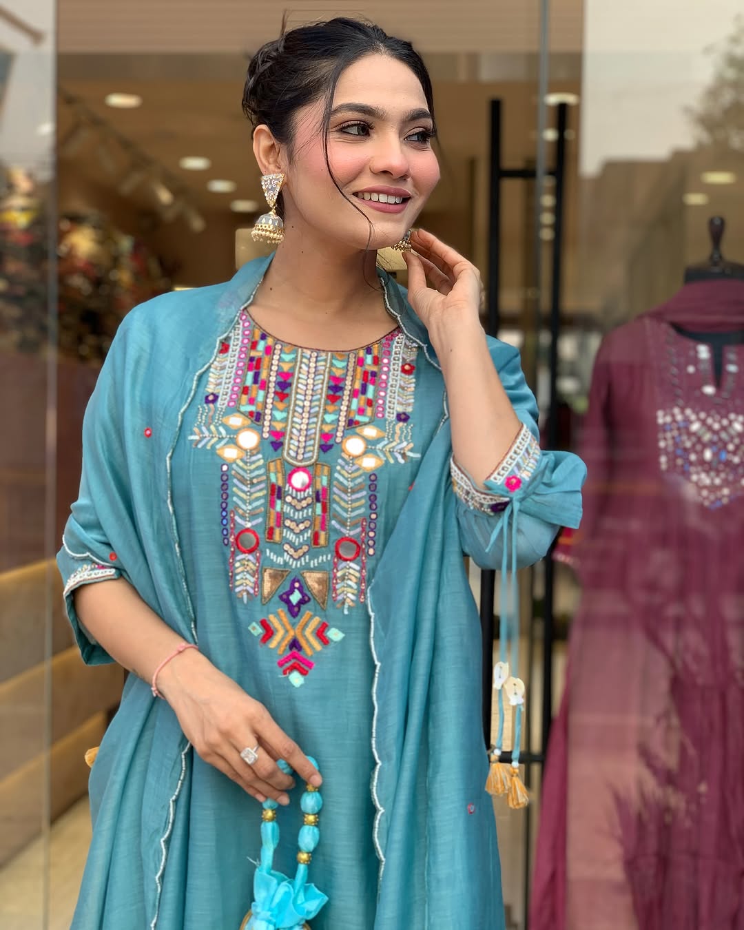 YAMINI BLUE KURTA SET – IDEAL FOR OFFICE OR CASUAL WEAR