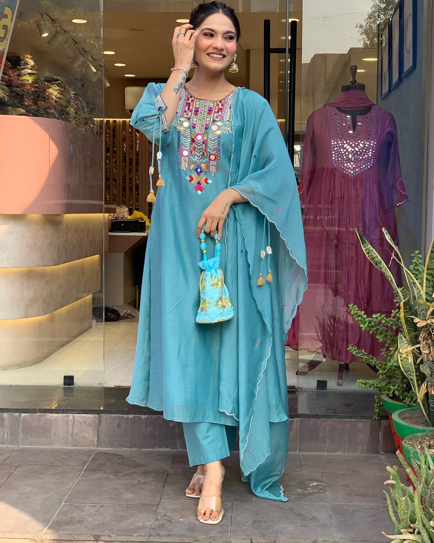 YAMINI BLUE KURTA SET – IDEAL FOR OFFICE OR CASUAL WEAR