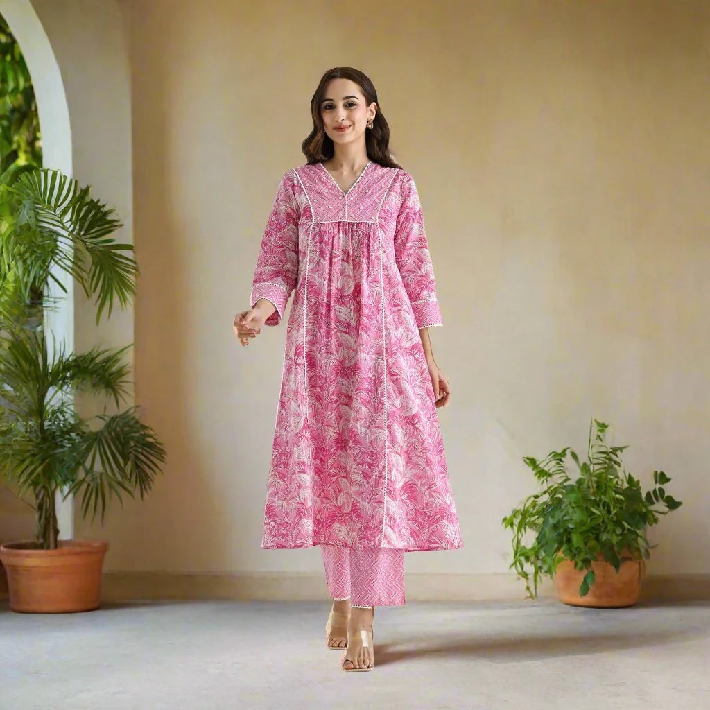 MOTI PINK DELICATE LACE DRESS