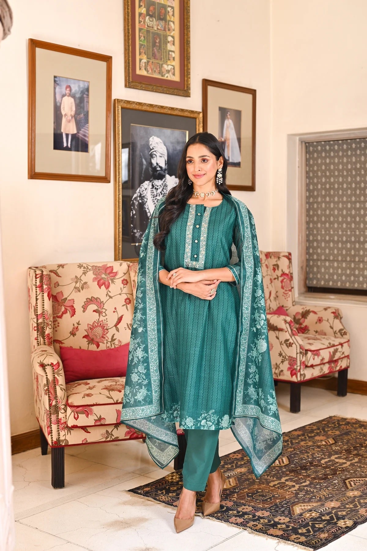 SHRUTI GREEN COMFORTABLE DAY DRESS