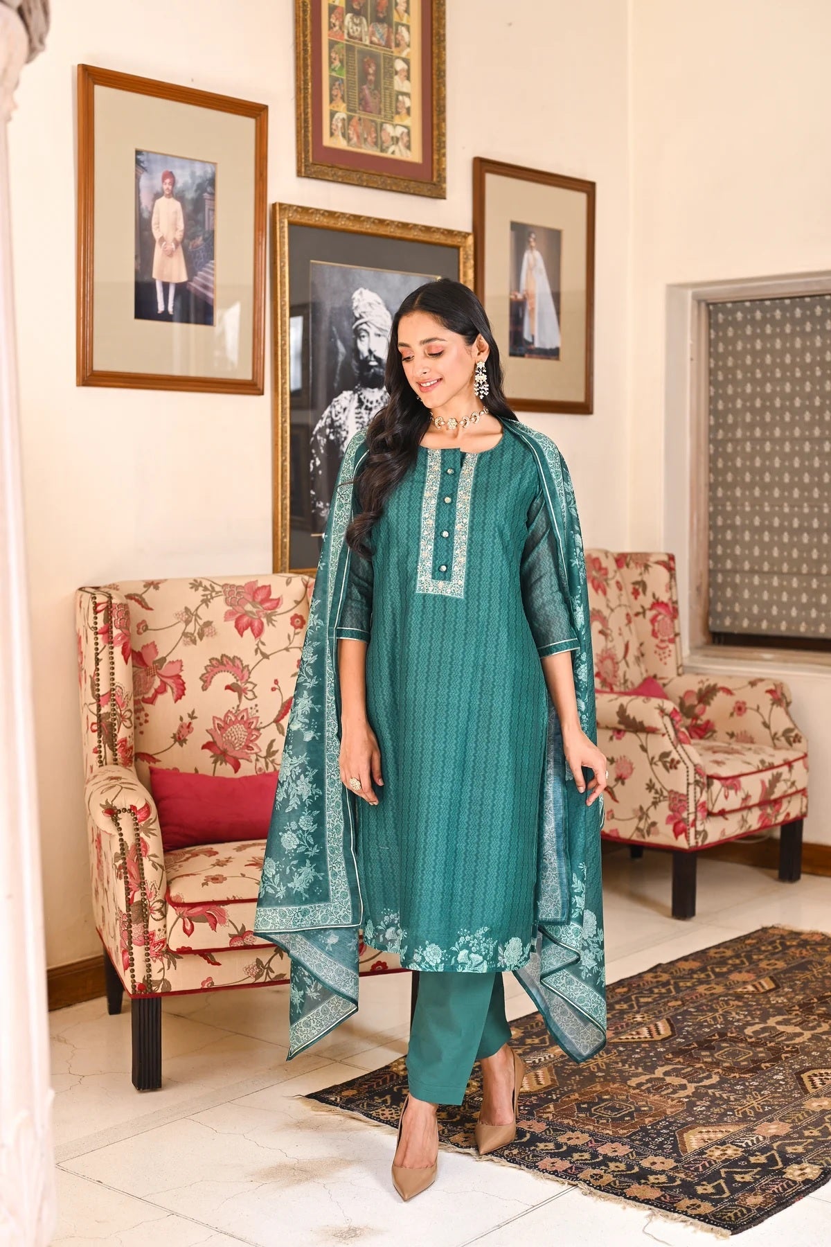 SHRUTI GREEN COMFORTABLE DAY DRESS