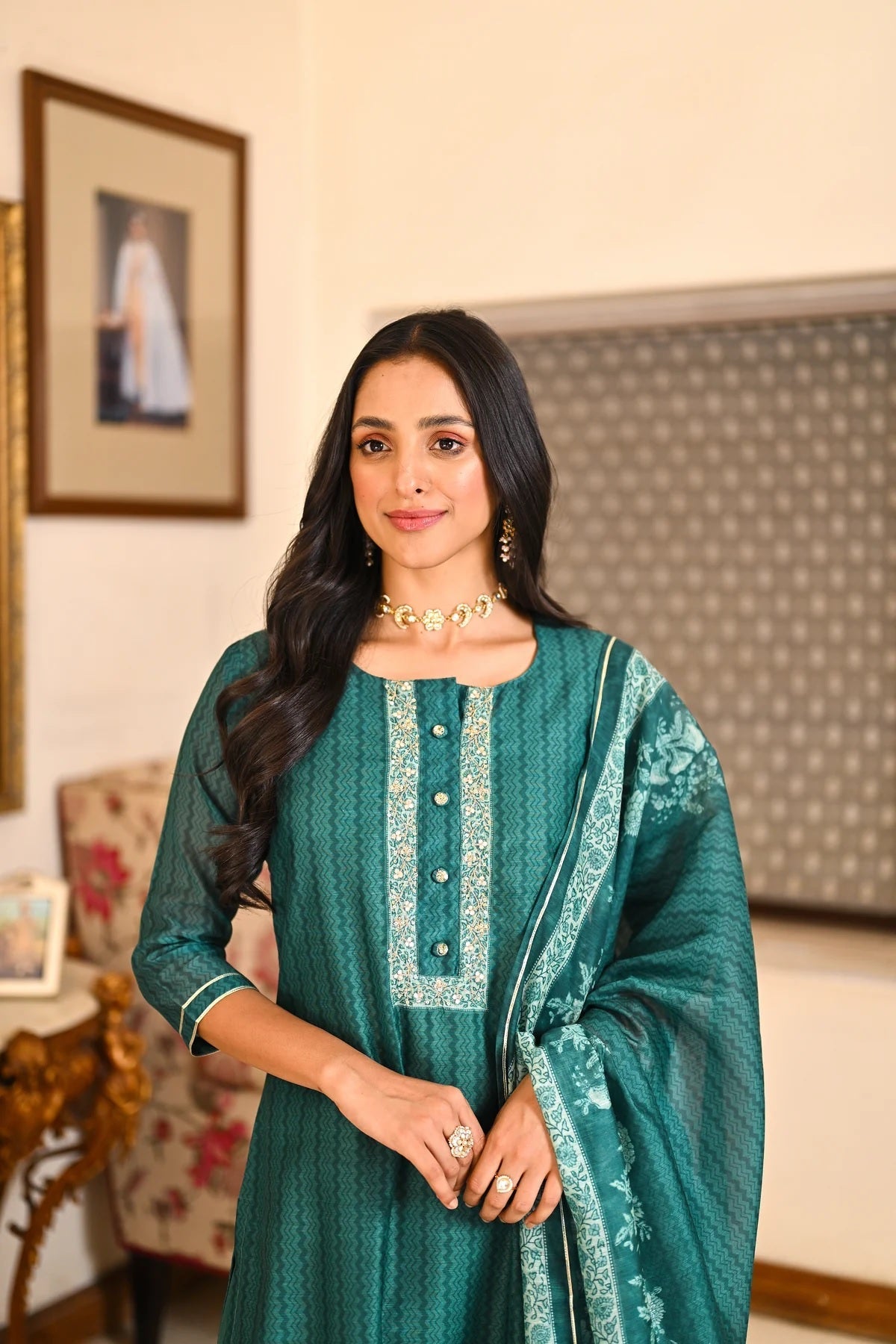 SHRUTI GREEN COMFORTABLE DAY DRESS