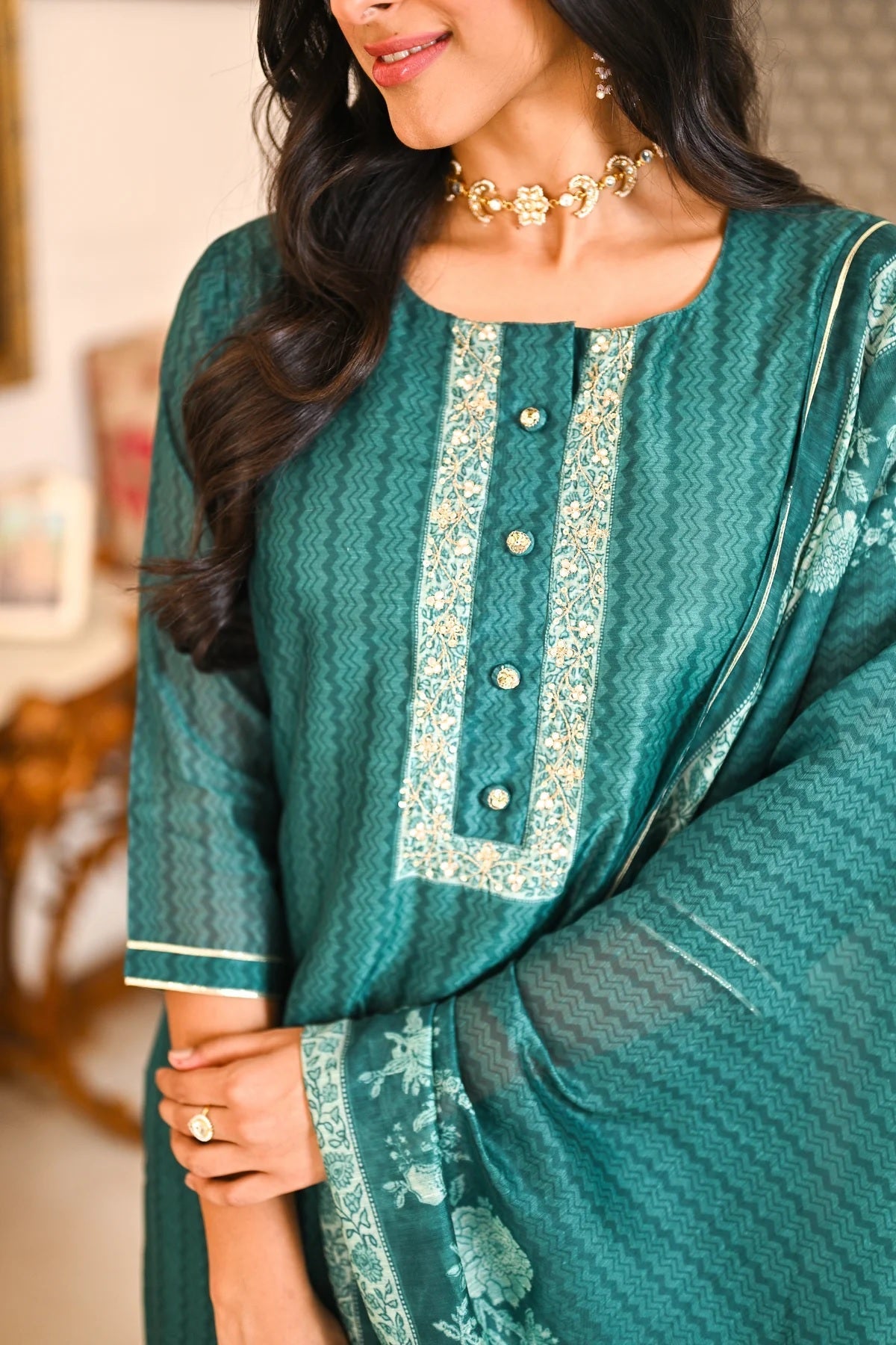 SHRUTI GREEN COMFORTABLE DAY DRESS