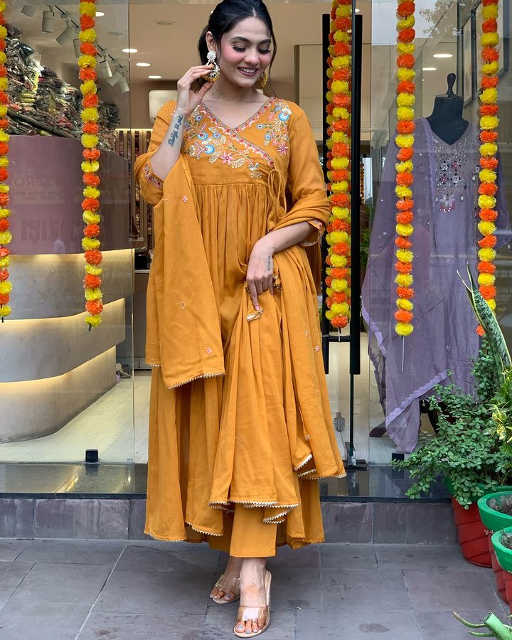 SUNSHINE MUSTARD FESTIVE ANARKALI SUIT