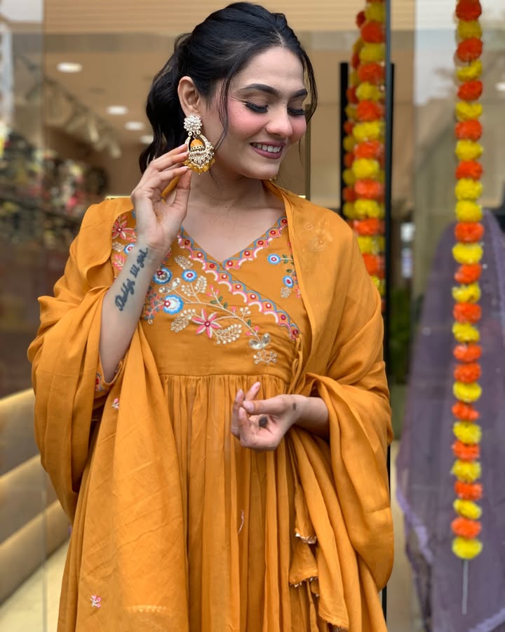 SUNSHINE MUSTARD FESTIVE ANARKALI SUIT