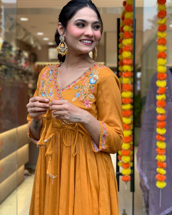 SUNSHINE MUSTARD FESTIVE ANARKALI SUIT