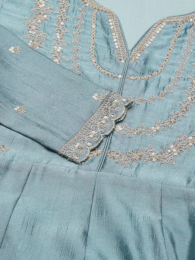 MUSKAN BLUE EMBROIDERED ANARKALI KURTA SET