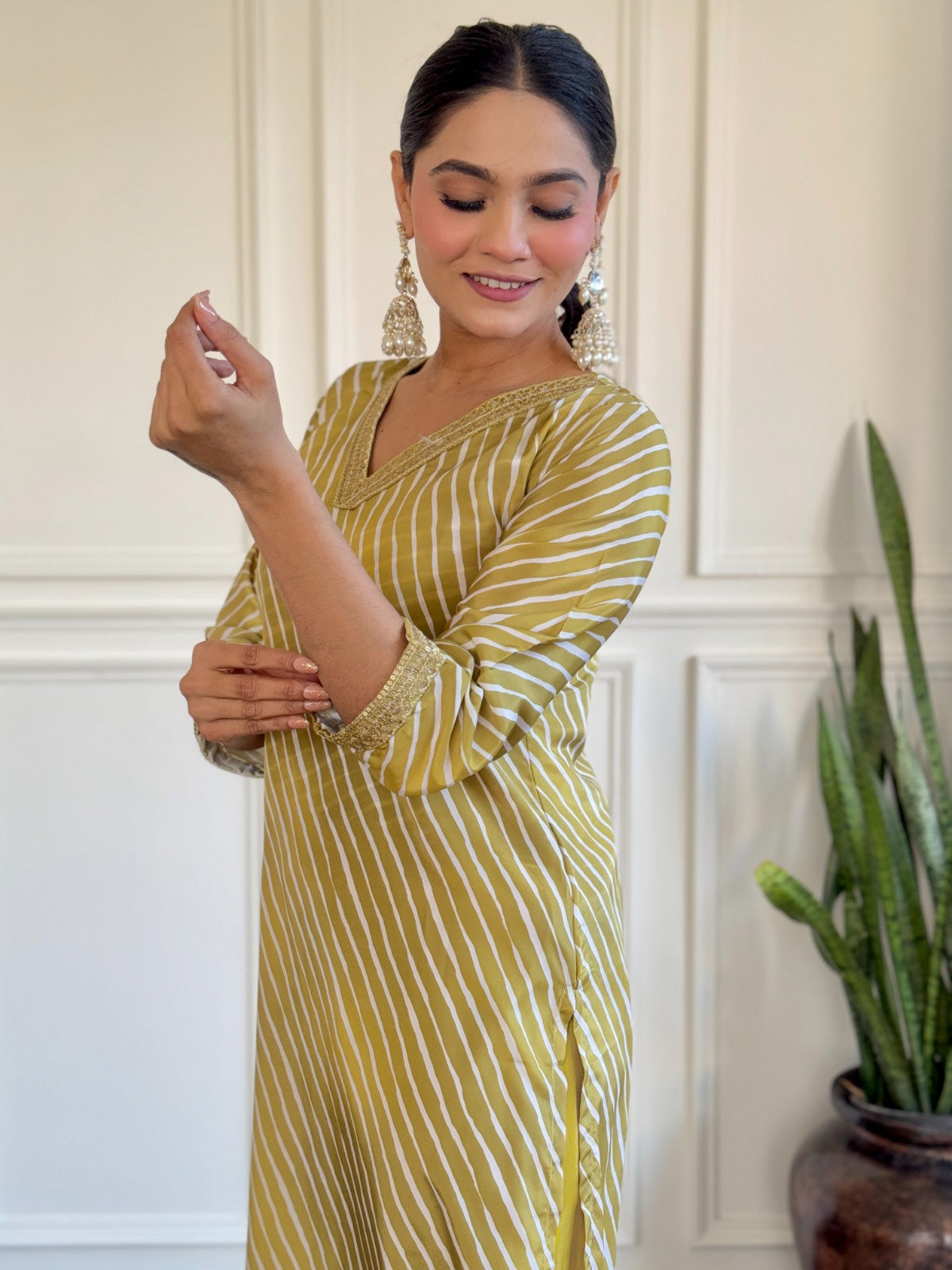 STRIPED LEHERIYA KURTA SET