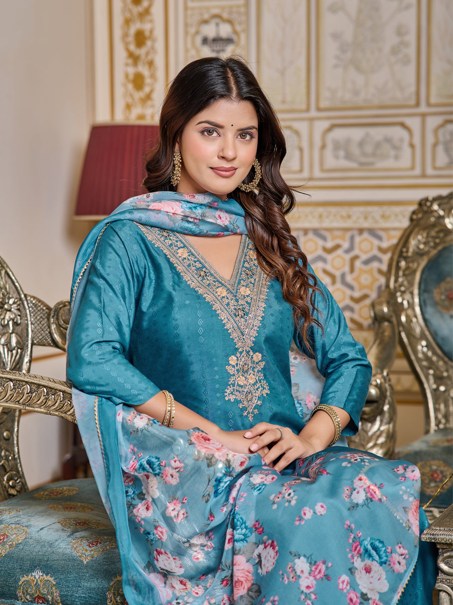 COBALT BLUE WORKWEAR COTTON KURTA SET