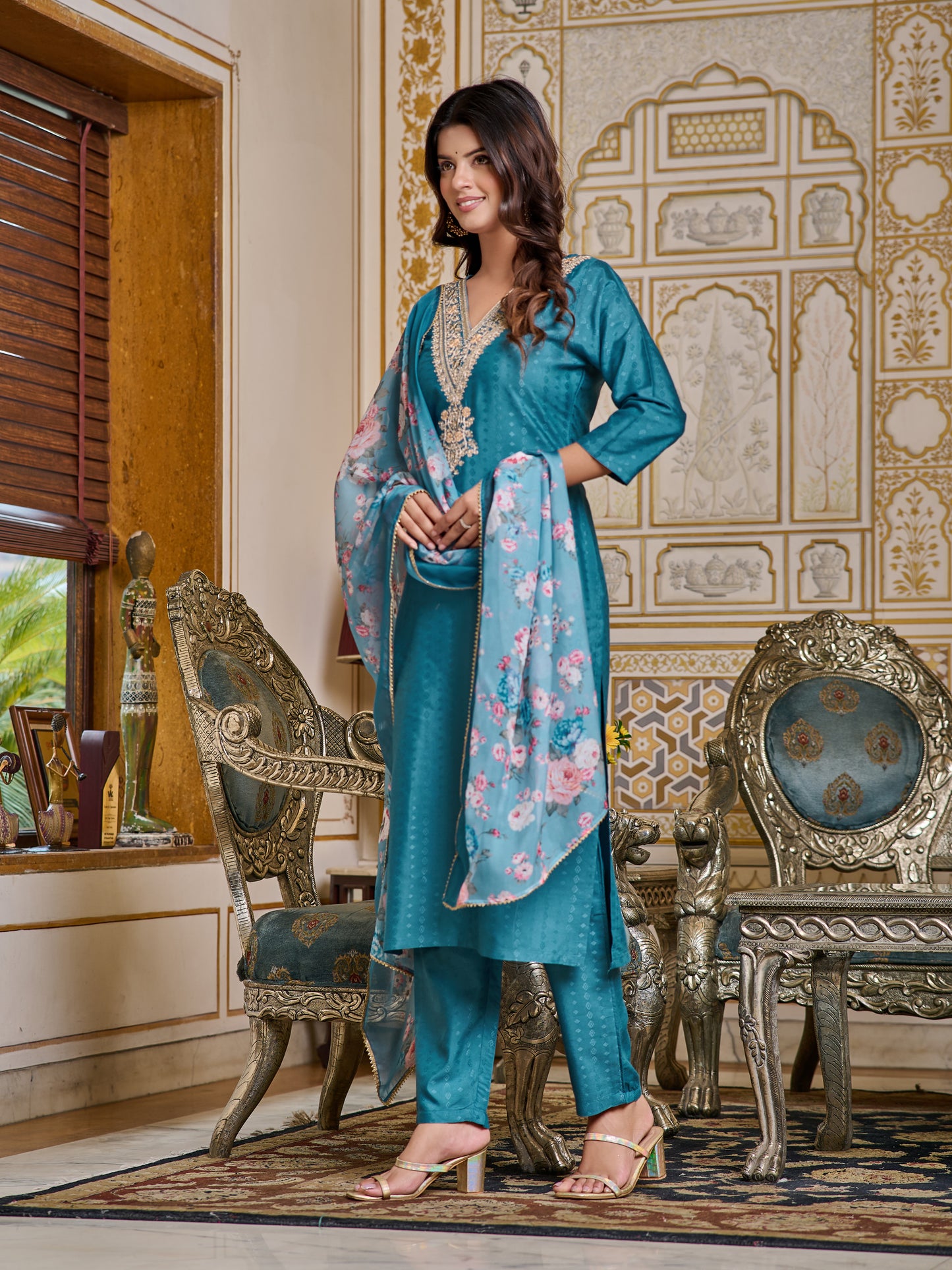 COBALT BLUE WORKWEAR COTTON KURTA SET