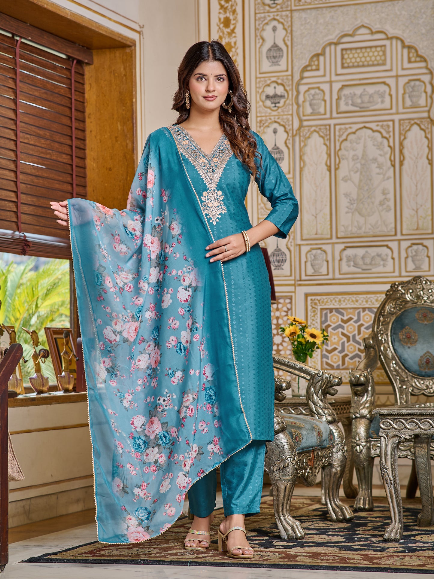 COBALT BLUE WORKWEAR COTTON KURTA SET