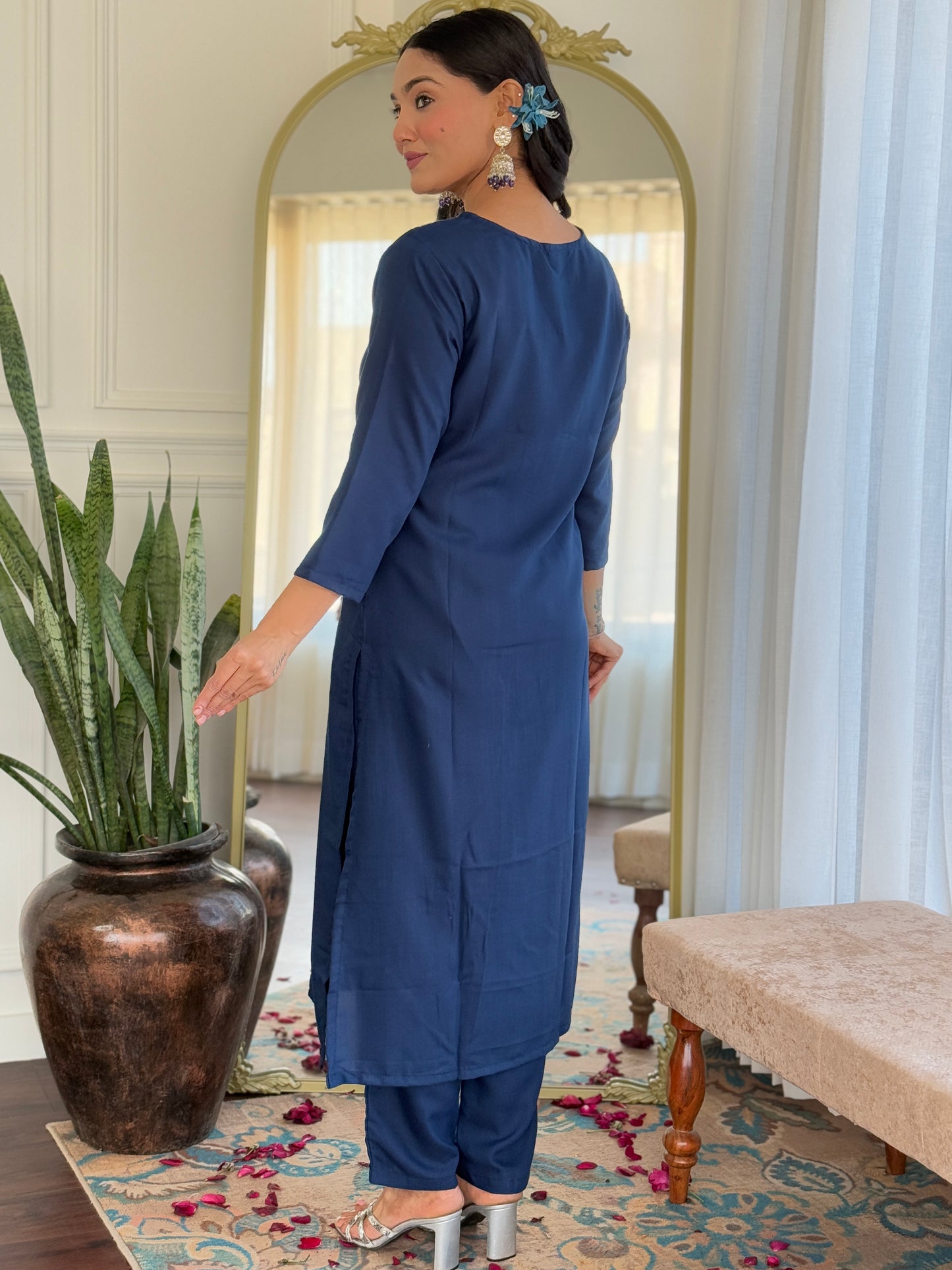 PETROL REGULAR FIT KURTA WITH PANT AND DUPATTA