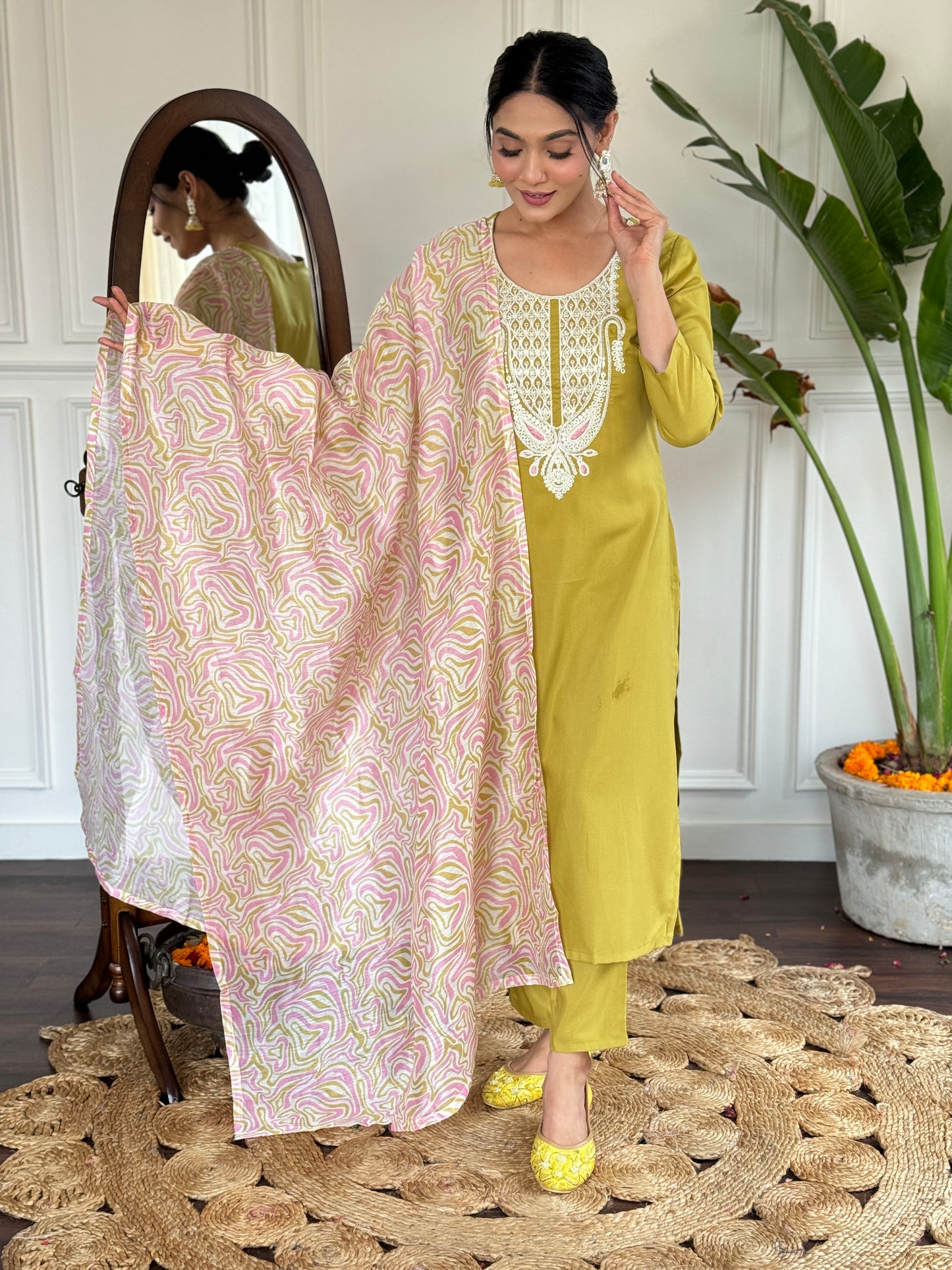 LIRIL SOFT RAYON KURTA SET WITH PANT & DUPATTA
