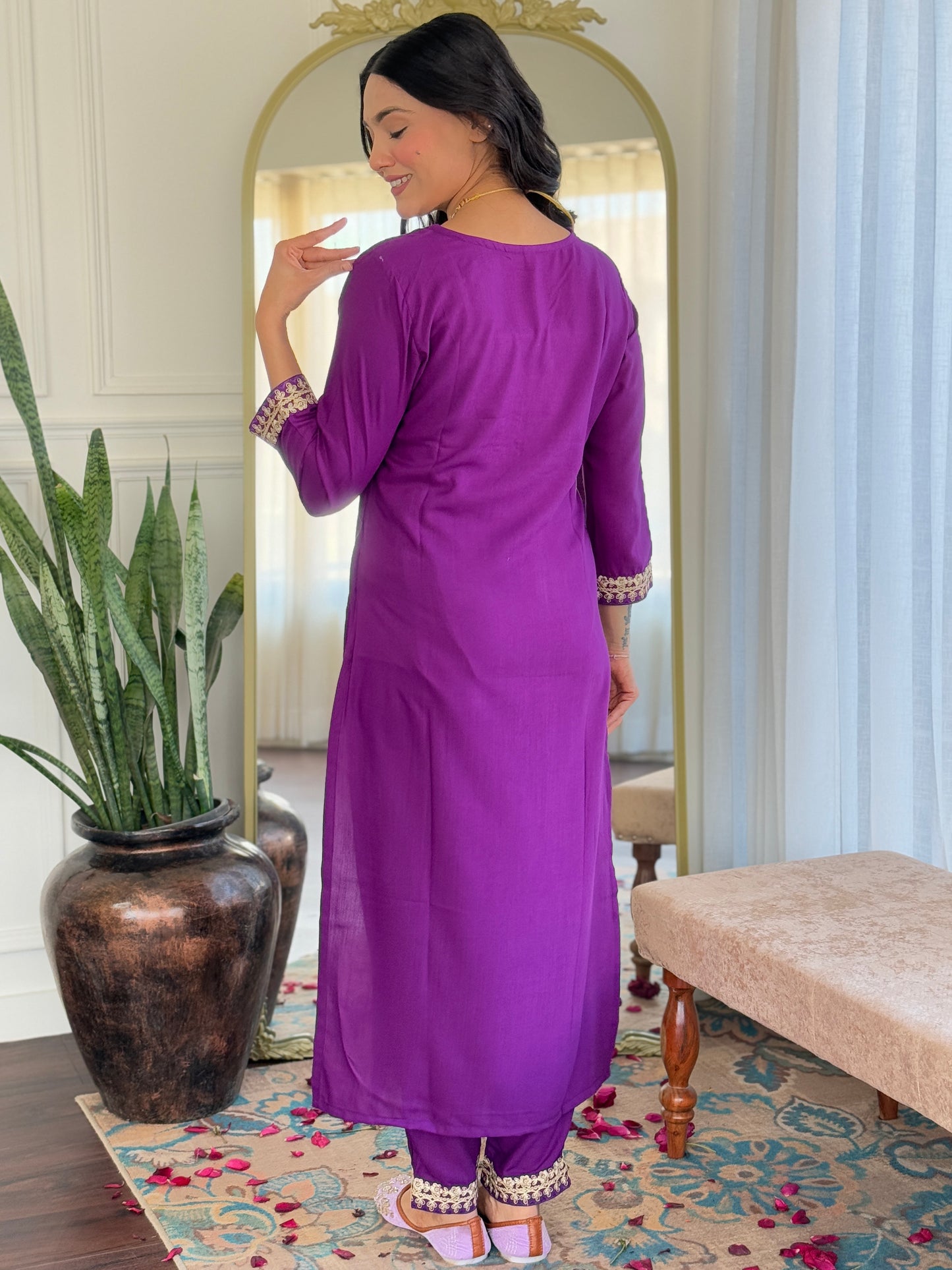 VIOLET FULL SET KURTA WITH MATCHING PANT AND DUPATTA