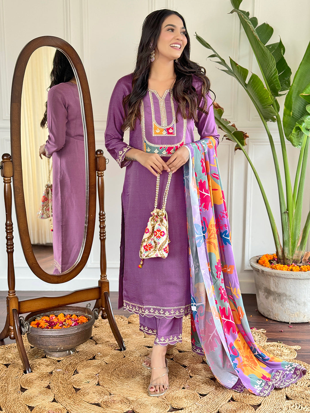 LAVENDER ALL DAY WEAR KURTA SET FOR WOMEN