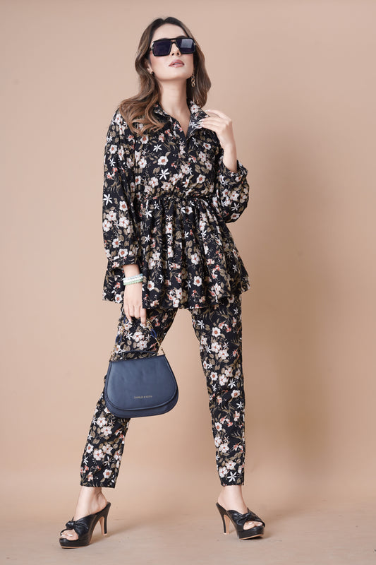 BALTIC SEA FLOWER PRINTED TOP AND PANT CO-ORD SET