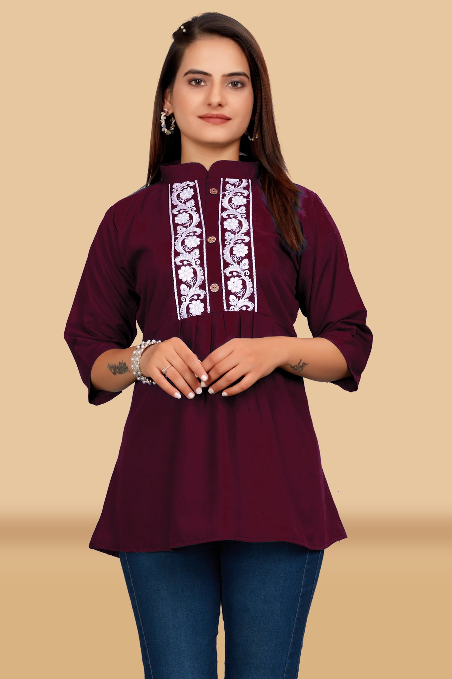 COCAN BEAN EMBROIDERY TOP