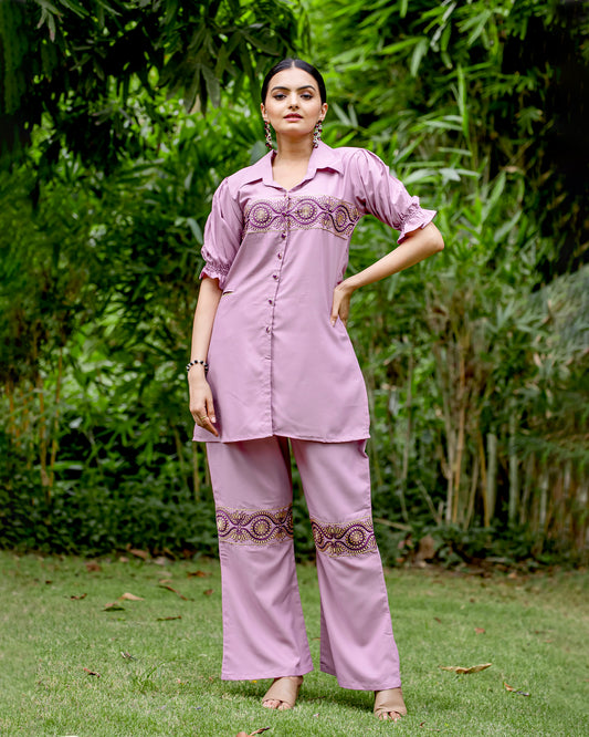 FADED PINK WITH EMBROIDERY CO-ORD SET