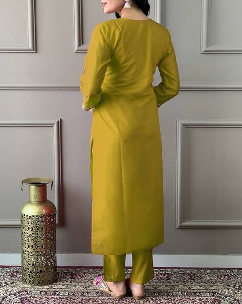 Brass Yellow Embroidery Kurta Set