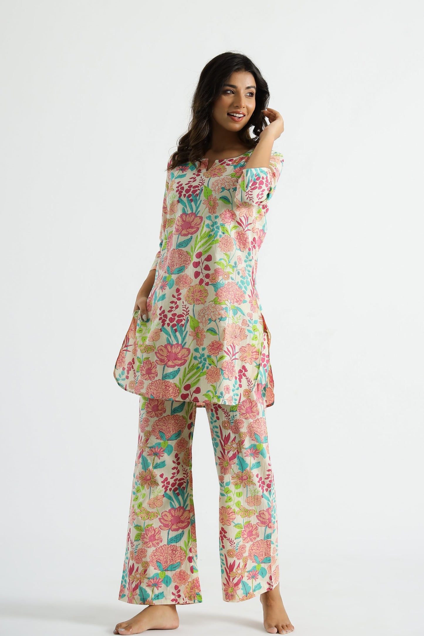 WINE ROSE FLOWER TOP AND PANT CO-ORD SET