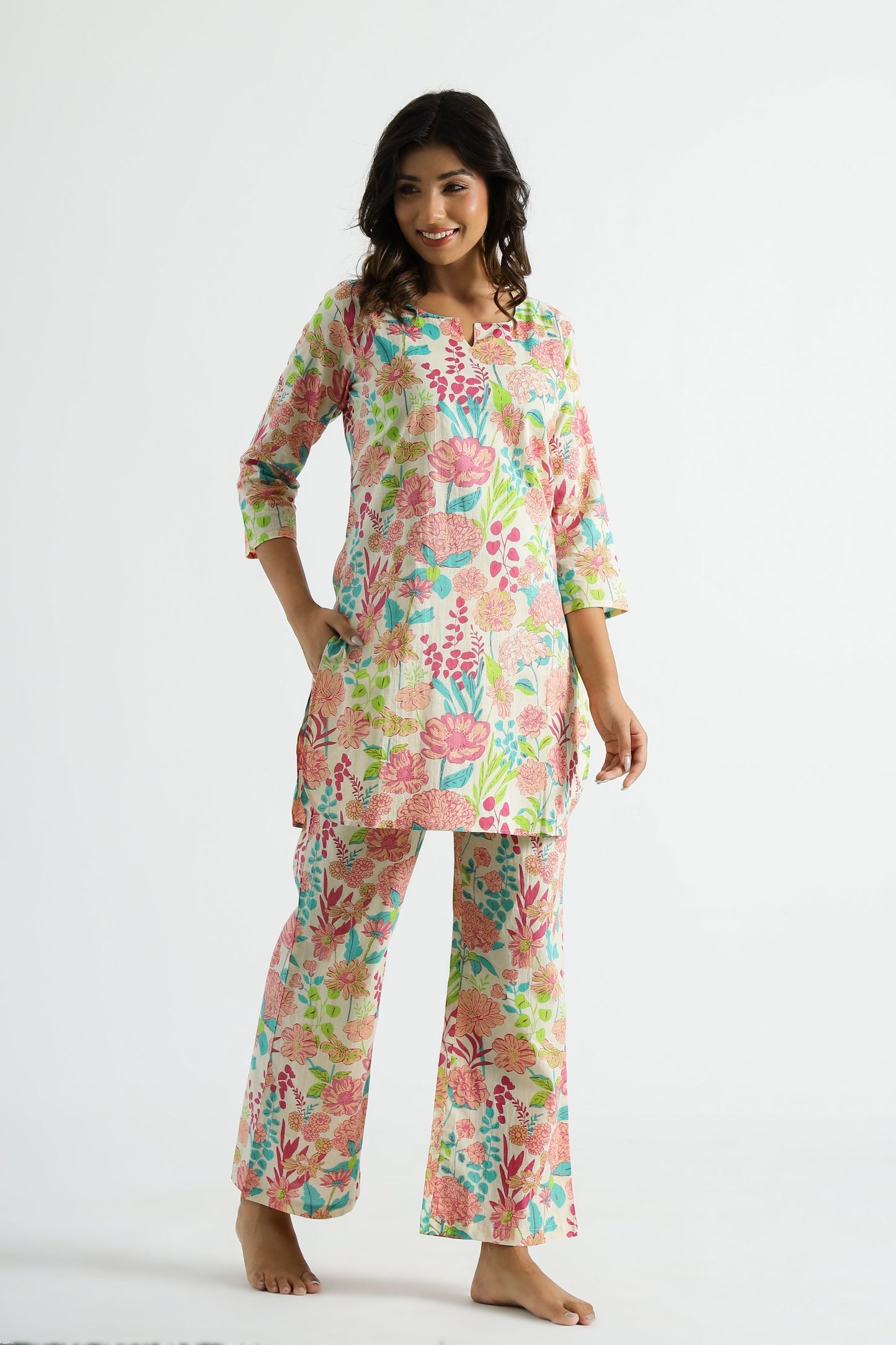 WINE ROSE FLOWER TOP AND PANT CO-ORD SET