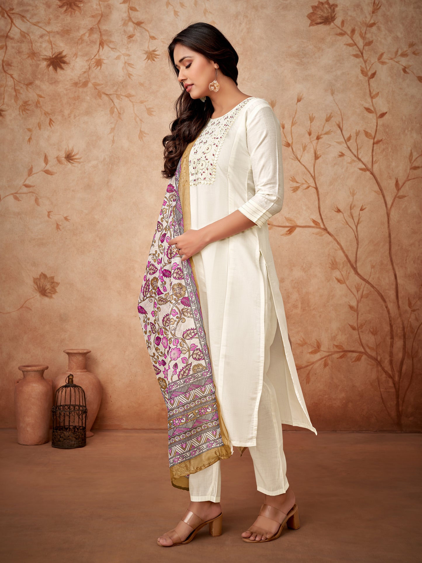 WHITE WITH DIGITAL PINT KURTA SET