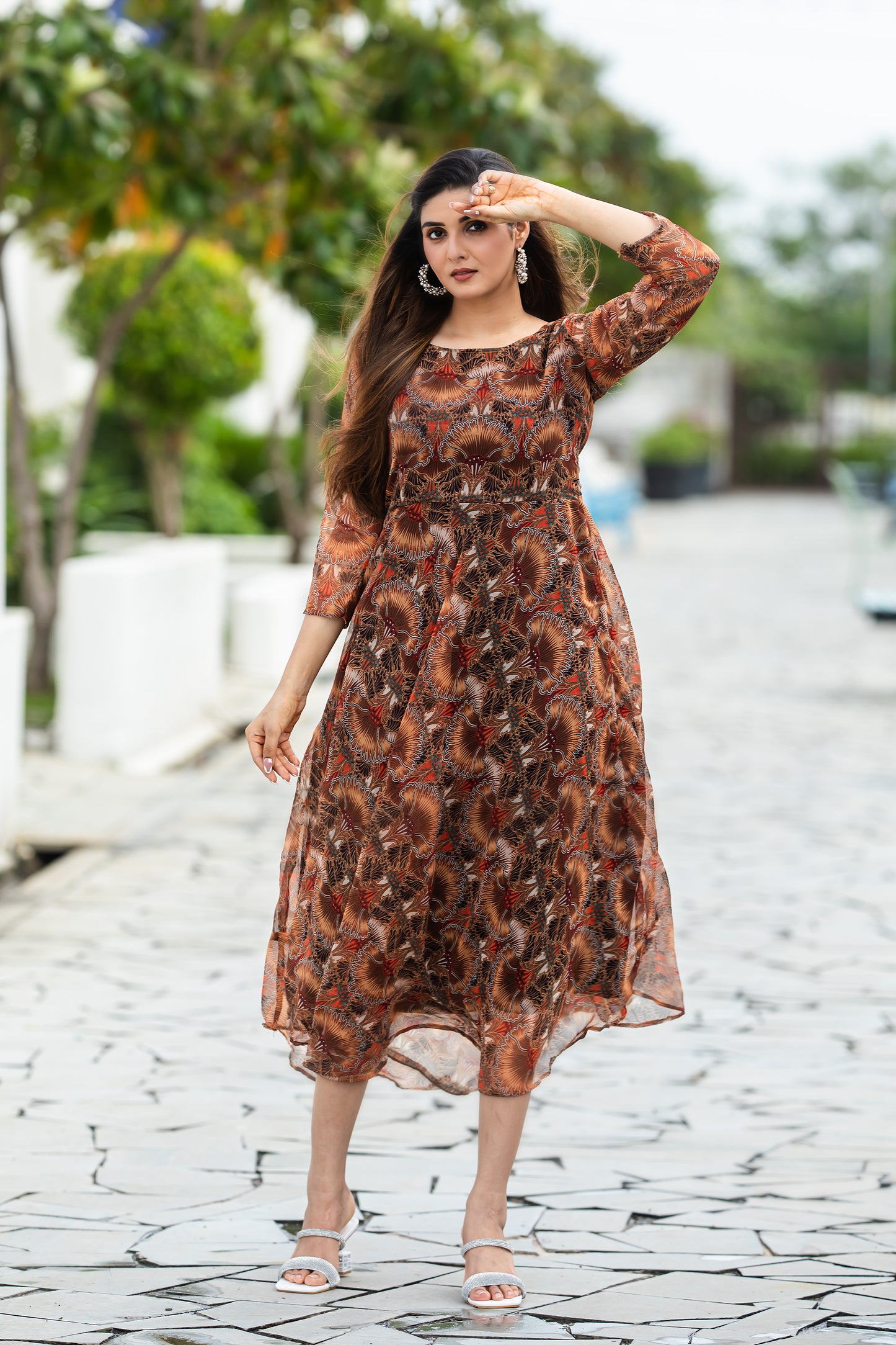 COCOA BEAN FLOWER MAXI GOWN