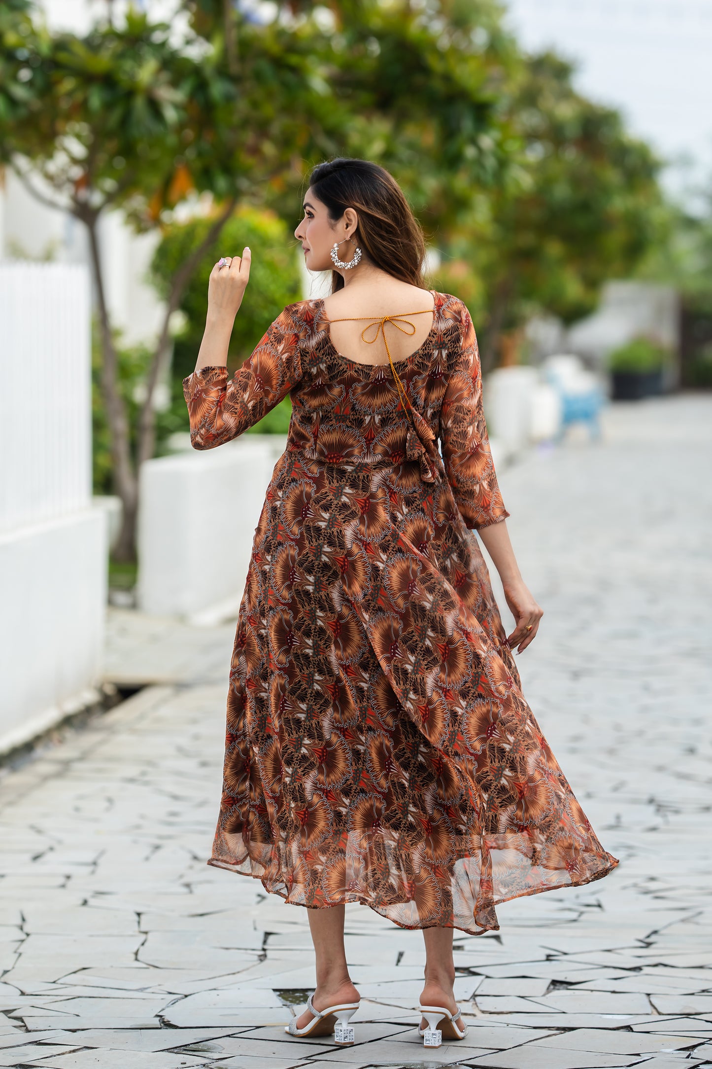 COCOA BEAN FLOWER MAXI GOWN