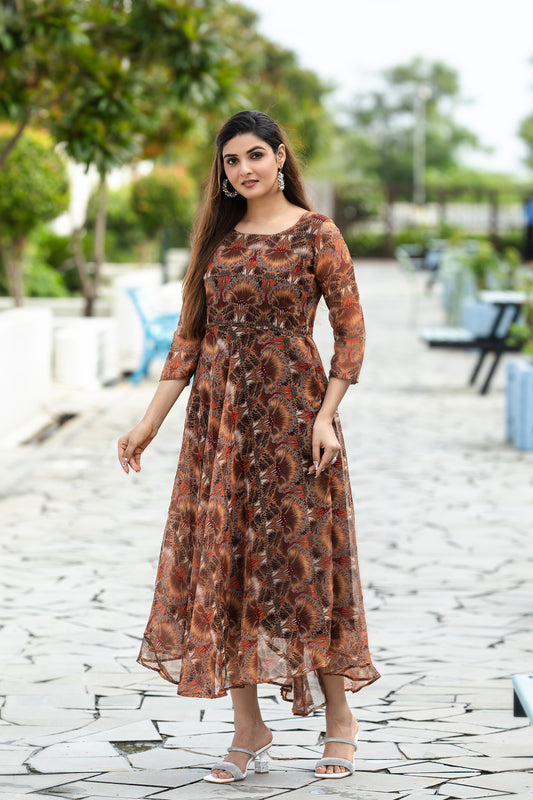 COCOA BEAN FLOWER MAXI GOWN