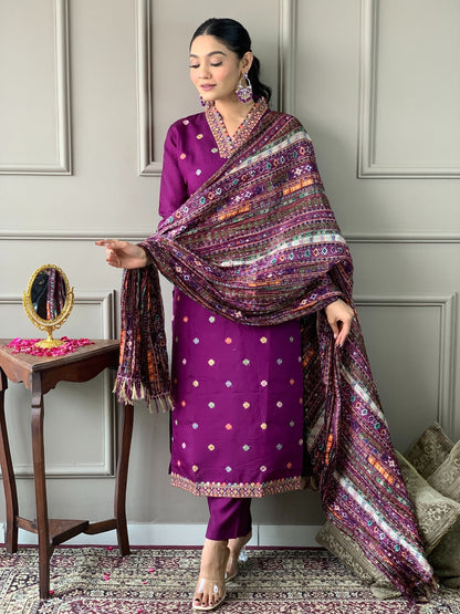 PURPLE SOPHISTICATED KURTA SET