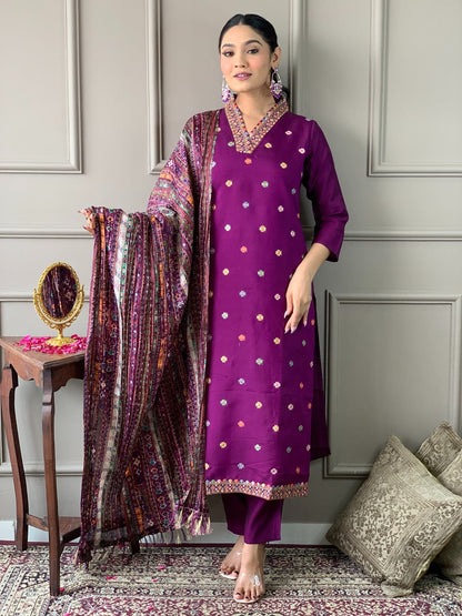 PURPLE SOPHISTICATED KURTA SET