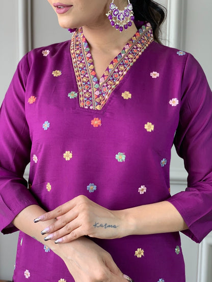 PURPLE SOPHISTICATED KURTA SET
